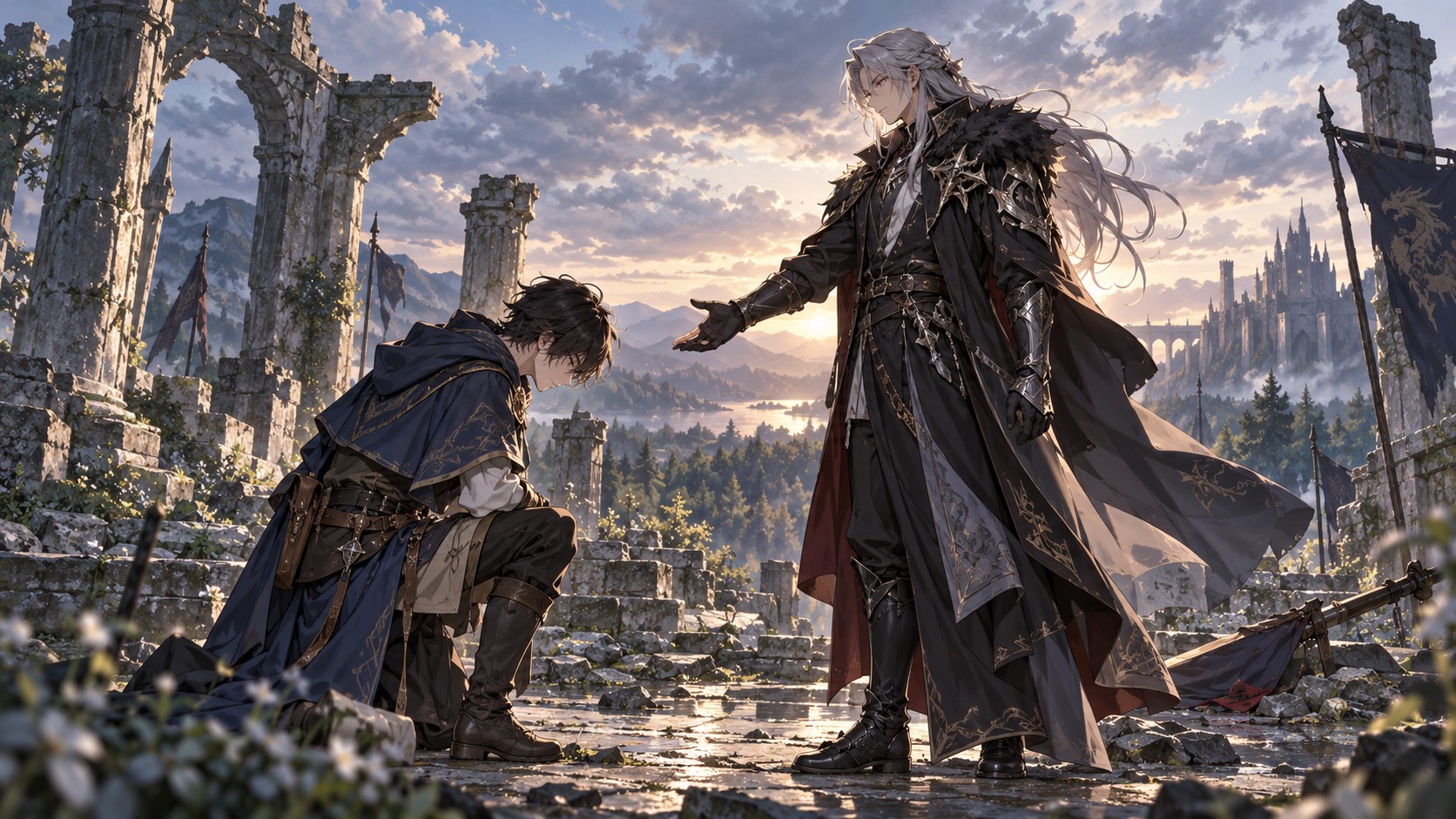 再戦後にルーデウスがオルステッドの配下になる場面のイラスト